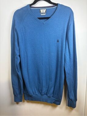 Volcom Men's V-Neck Sweater in Sky Blue